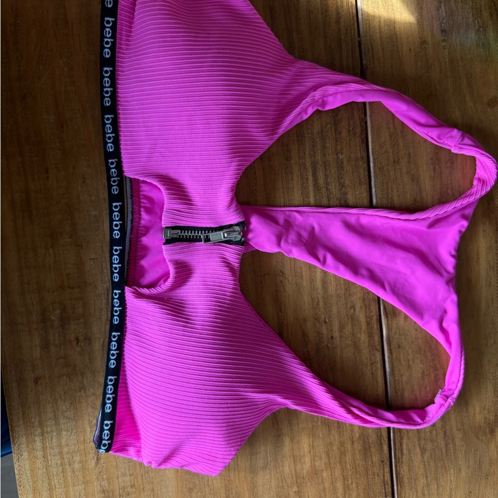 Bebe Pink Ribbed Bralette